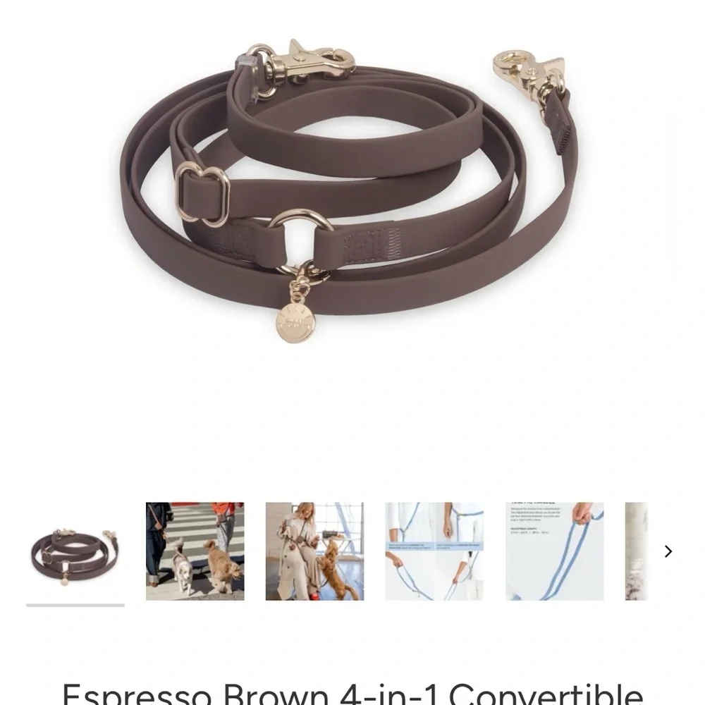 Sunny Tails Dog Harness + Leash Bundle Espresso Brown, Like New